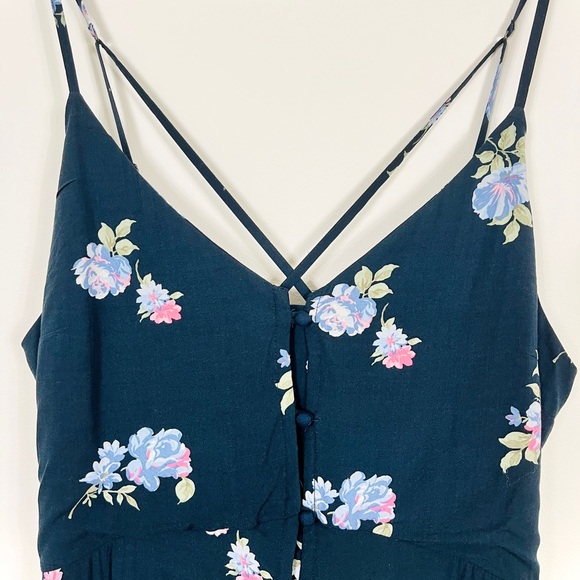 NWT Abercrombie & Fitch Navy Blue Floral Button Down Adjustable Strap Dress - Picture 3 of 4